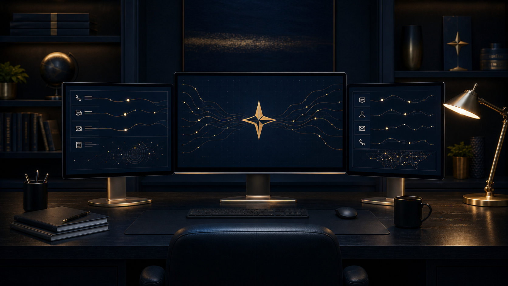Blue Star operations desk with lead signals converging across screens